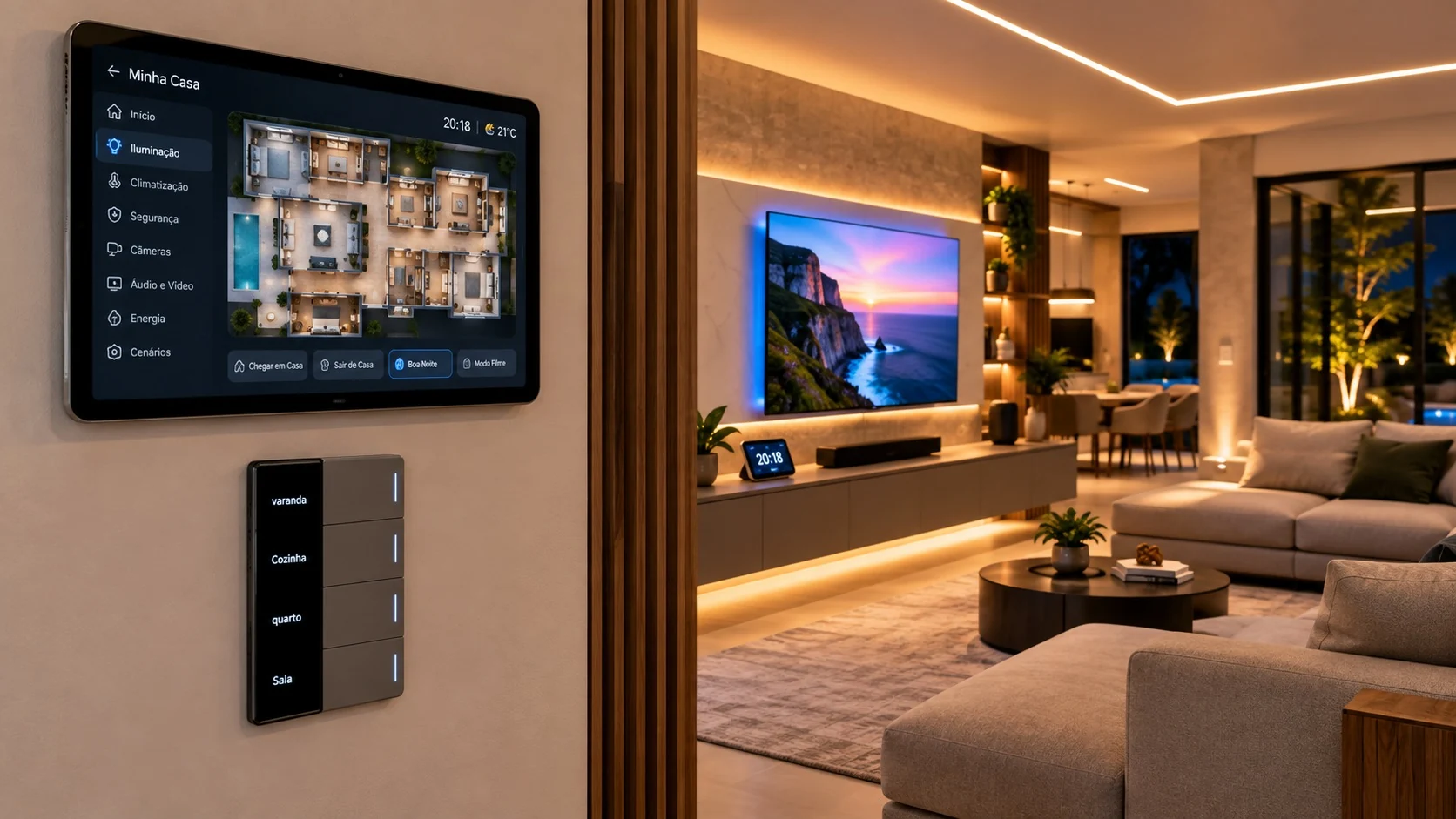 Automação residencial em Home Assistant com painel touchscreen